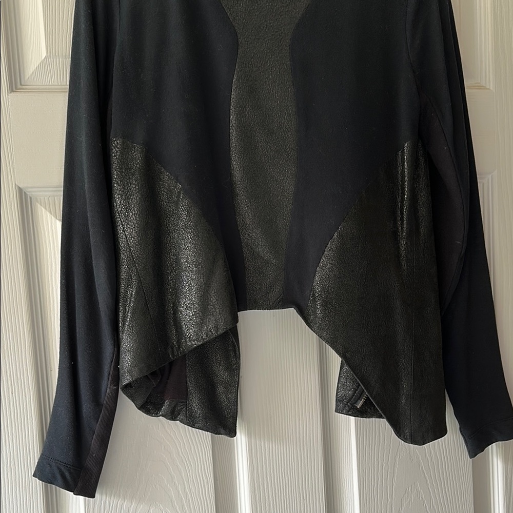 Helmet Lang Leather Combo Asymmetrical Drape Front Black Jacket S - Picture 11 of 15